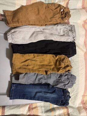 6 pairs of Kids Pants - Brown, Black, Gray, Denim Mix